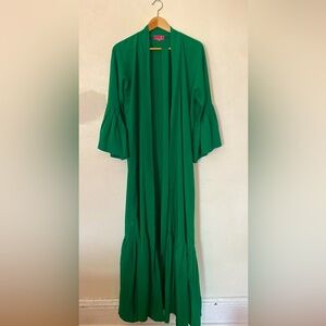 New Kelly Green Pleated Kimono Abaya